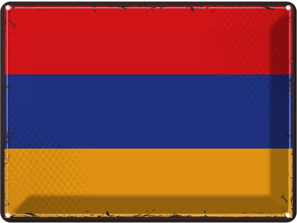 Blechschild 30x40 cm Armenien Retro Armenia Flagge Fahne Wappen