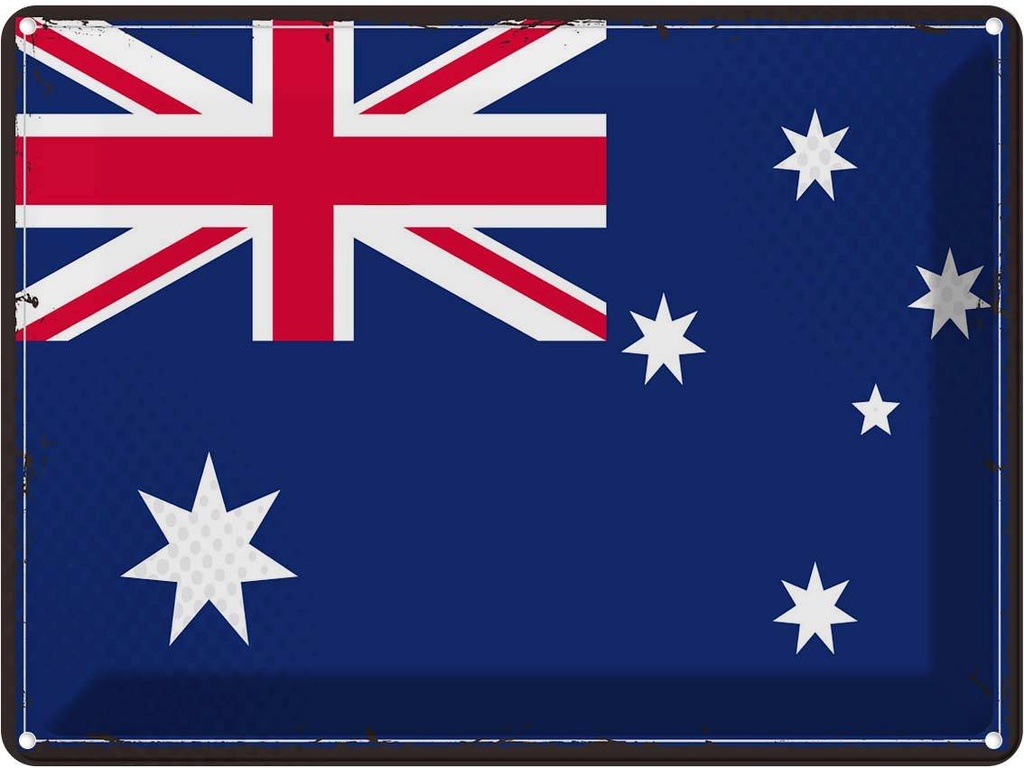 Blechschild 30x40 cm Australien Retro Australia Flagge Fahne Wappen