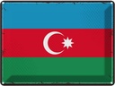 Blechschild 30x40 cm Aserbaidschan Retro Azerbaijan Flagge Fahne Wappen