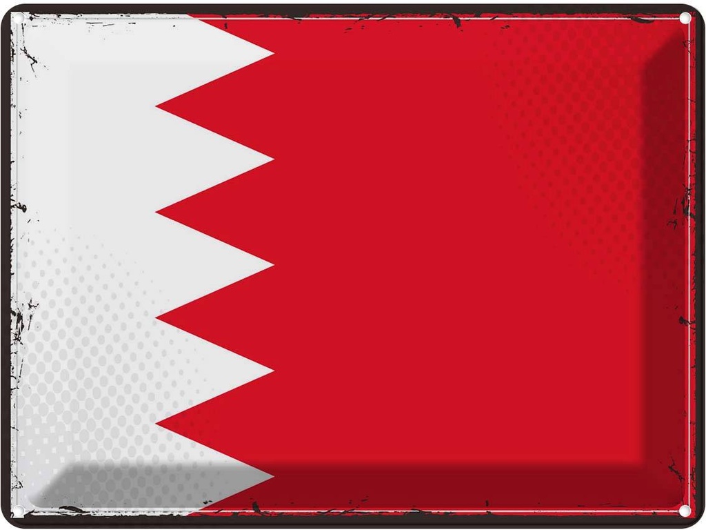 Blechschild 30x40 cm Bahrains Retro Bahrain Flagge Fahne Wappen