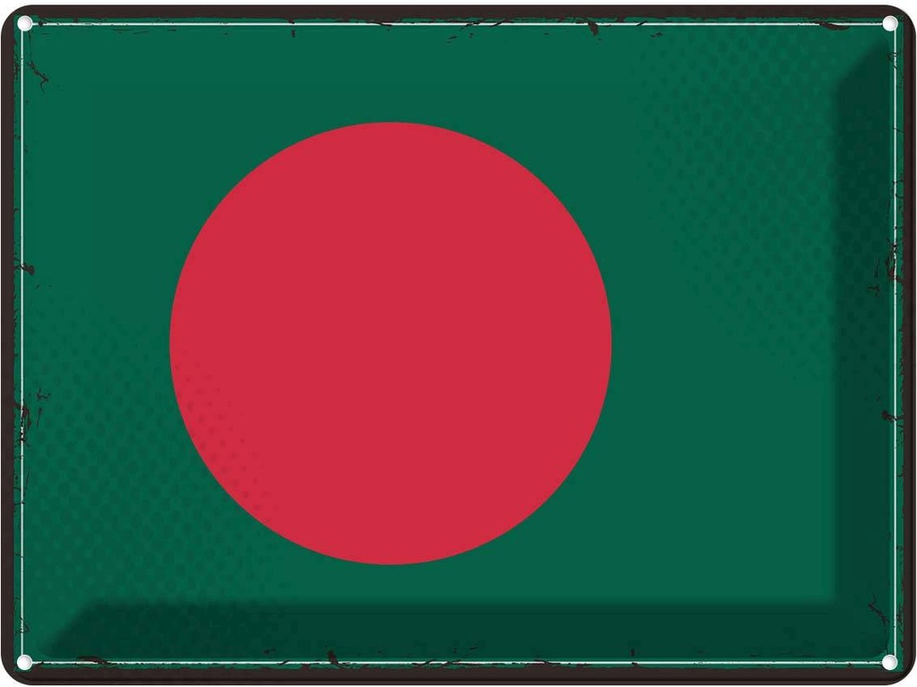 Blechschild 30x40 cm Bangladesch Retro Bangladesh Flagge Fahne Wappen
