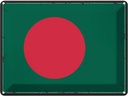 Blechschild 30x40 cm Bangladesch Retro Bangladesh Flagge Fahne Wappen