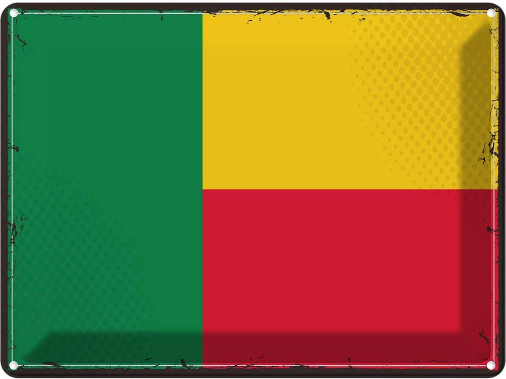 Blechschild 30x40 cm Benins Retro Benin Flagge Fahne Wappen