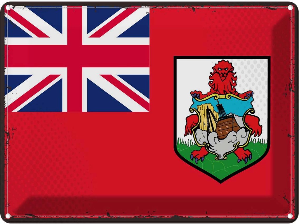 Blechschild 30x40 cm Bermudas Retro Bermuda Flagge Fahne Wappen