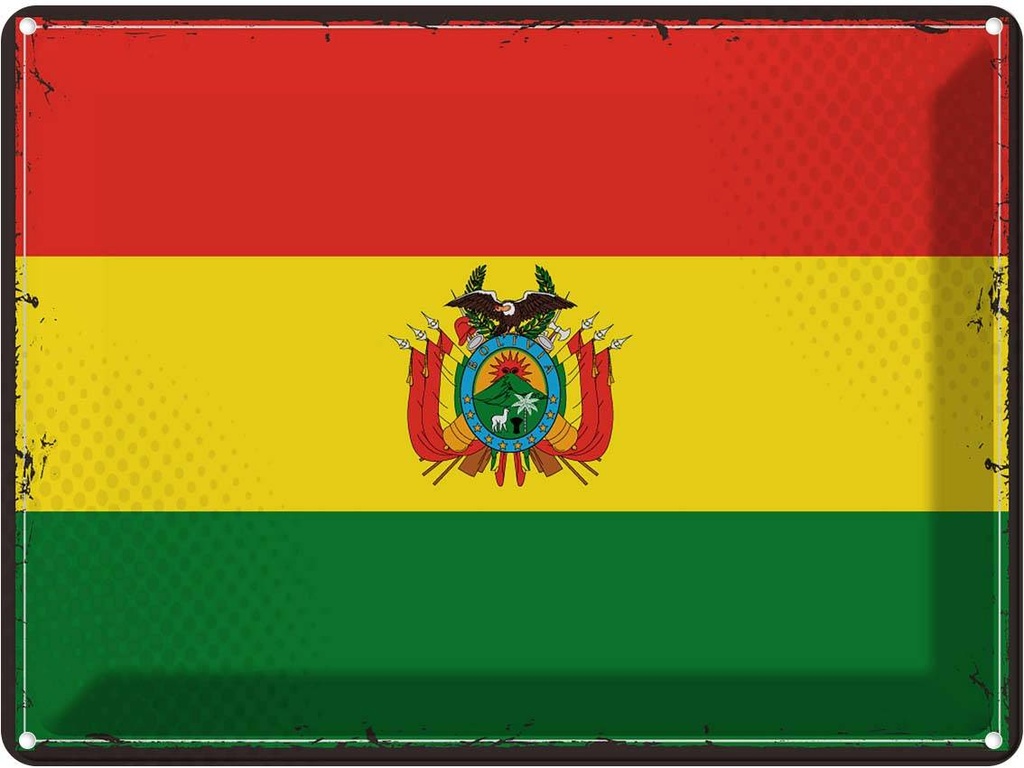 Blechschild 30x40 cm Boliviens Retro Bolivia Flagge Fahne Wappen