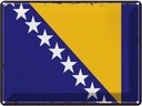 Blechschild 30x40 cm Bosnien und Herzegowina Retro Flagge Fahne Wappen