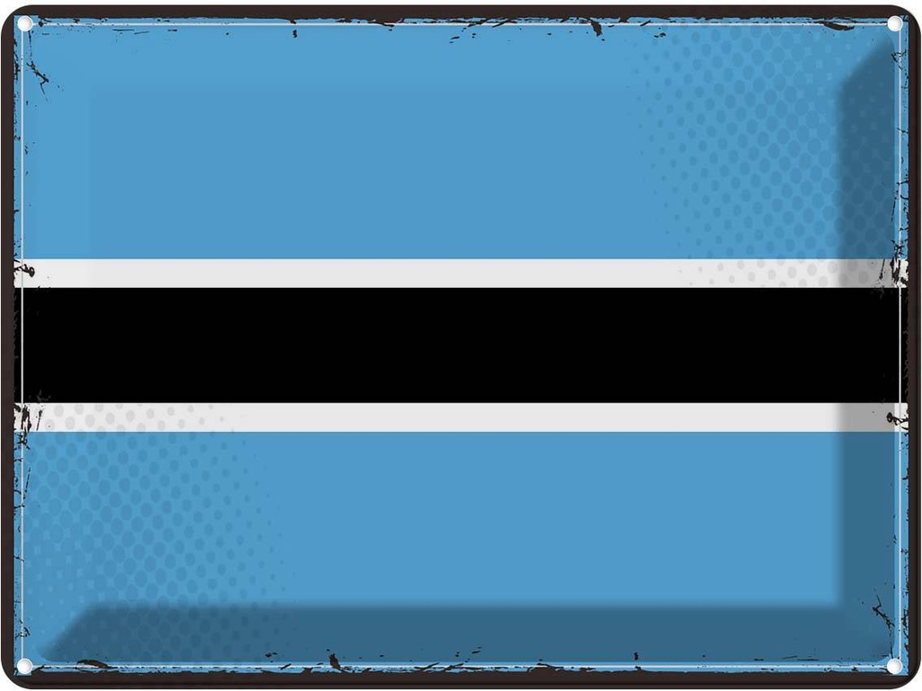 Blechschild 30x40 cm Botswanas Retro Botswana Flagge Fahne Wappen