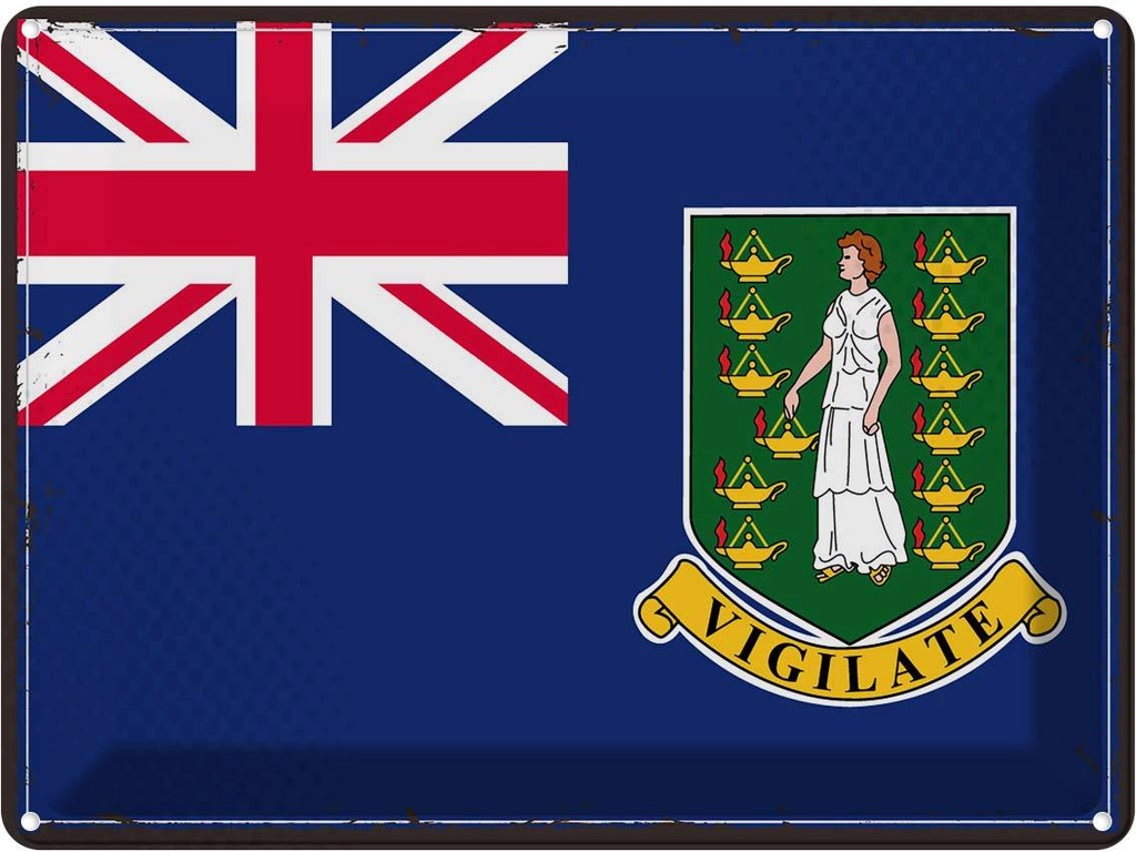 Blechschild 30x40 cm Britischen Jungferninseln Retro Flagge Fahne Wappen