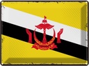 Blechschild 30x40 cm Bruneis Retro Brunei Flagge Fahne Wappen