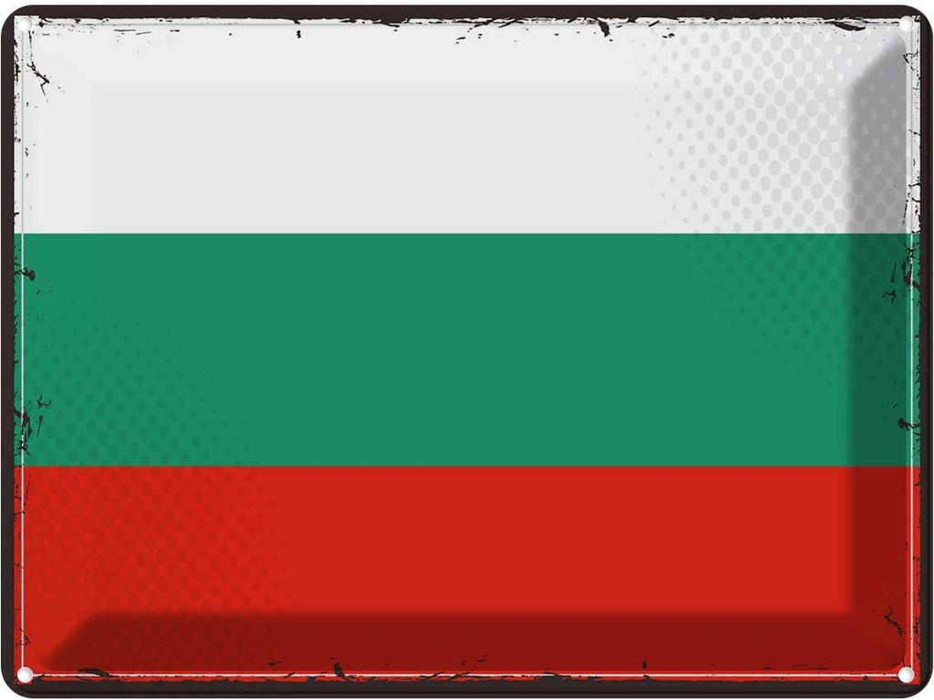 Blechschild 30x40 cm Bulgariens Retro Bulgaria Flagge Fahne Wappen
