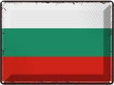 Blechschild 30x40 cm Bulgariens Retro Bulgaria Flagge Fahne Wappen