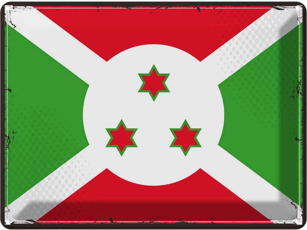 Blechschild 30x40 cm Burundis Retro Burundi Flagge Fahne Wappen