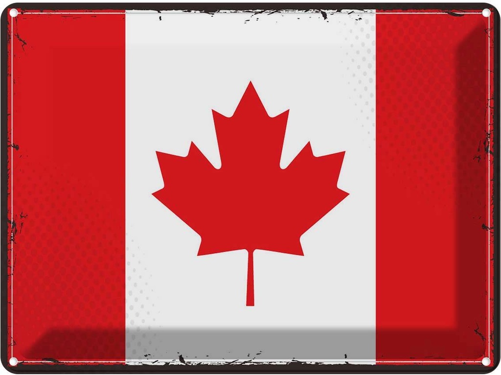 Blechschild 30x40 cm Kanadas Retro Canada Flagge Fahne Wappen