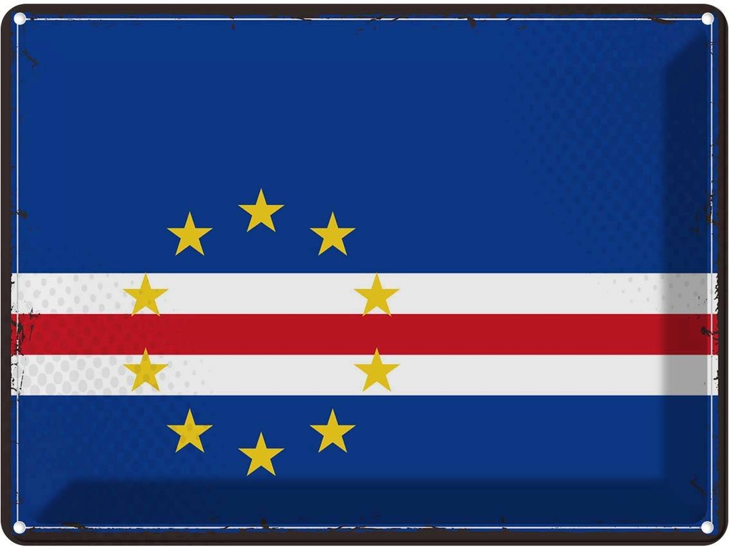Blechschild 30x40 cm Kap Verde Retro Cape Flagge Fahne Wappen
