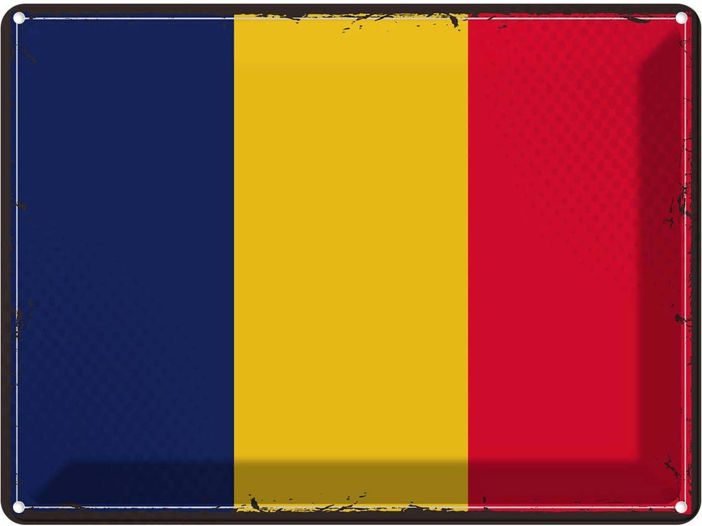 Blechschild 30x40 cm des Tschad Retro Chad Flagge Fahne Wappen