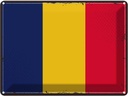 Blechschild 30x40 cm des Tschad Retro Chad Flagge Fahne Wappen