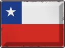 Blechschild 30x40 cm Chiles Retro Chile Flagge Fahne Wappen
