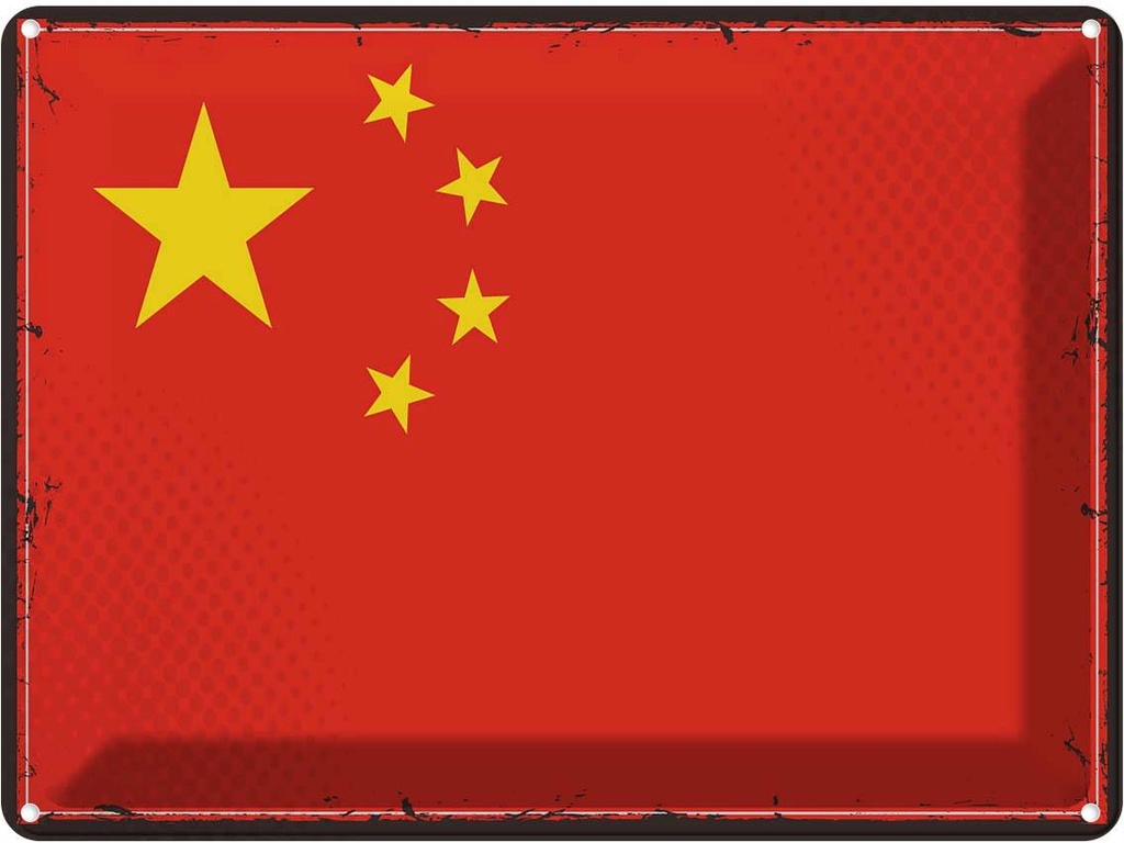 Blechschild 30x40 cm China Retro Flagge Fahne Wappen