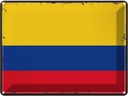 Blechschild 30x40 cm Kolumbiens Retro Colombia Flagge Fahne Wappen