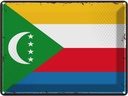 Blechschild 30x40 cm der Komoren Retro Comoros Flagge Fahne Wappen