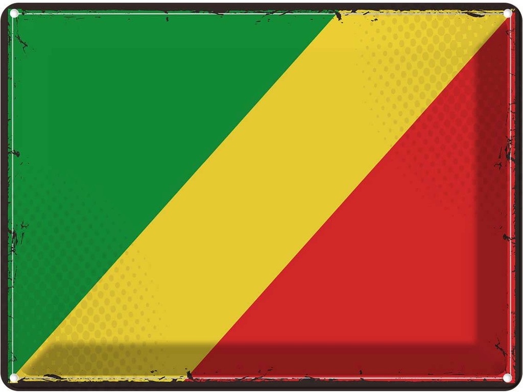 Blechschild 30x40 cm Kongo Retro the Congo Flagge Fahne Wappen