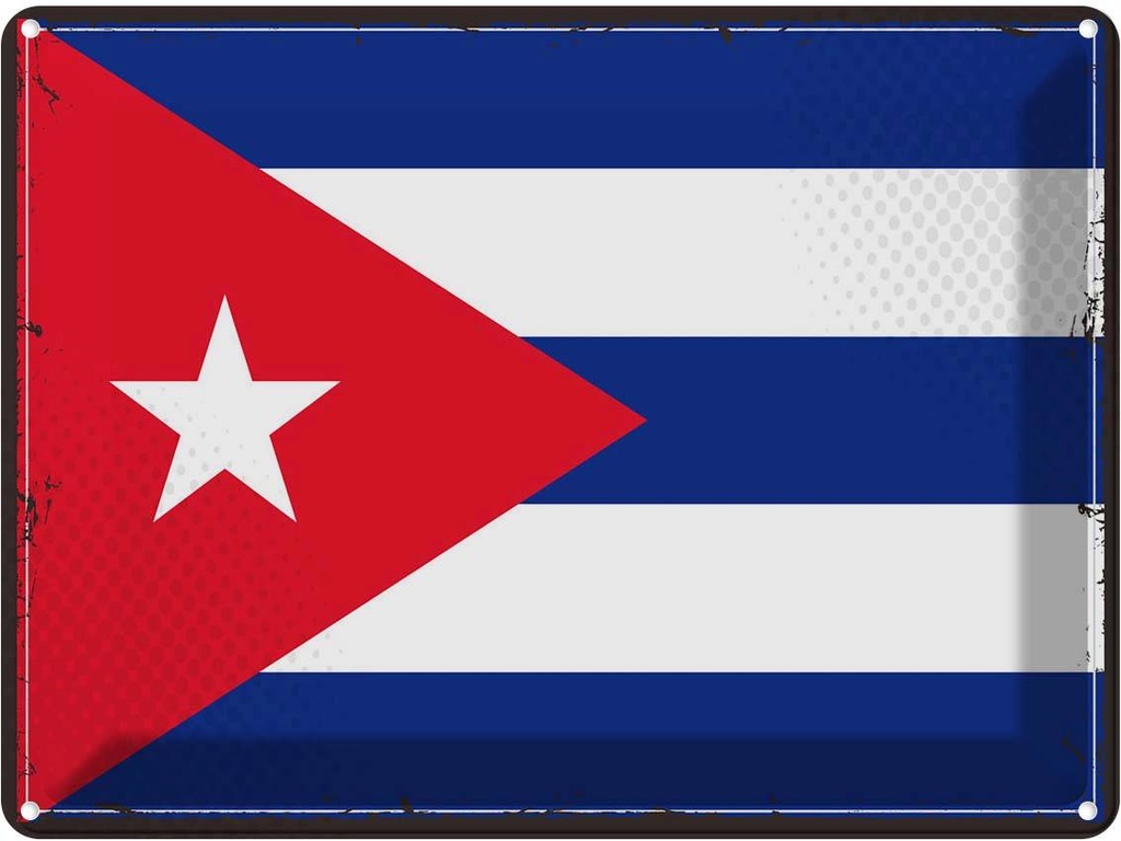 Blechschild 30x40 cm Kubas Retro Cuba Flagge Fahne Wappen