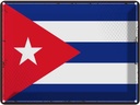 Blechschild 30x40 cm Kubas Retro Cuba Flagge Fahne Wappen