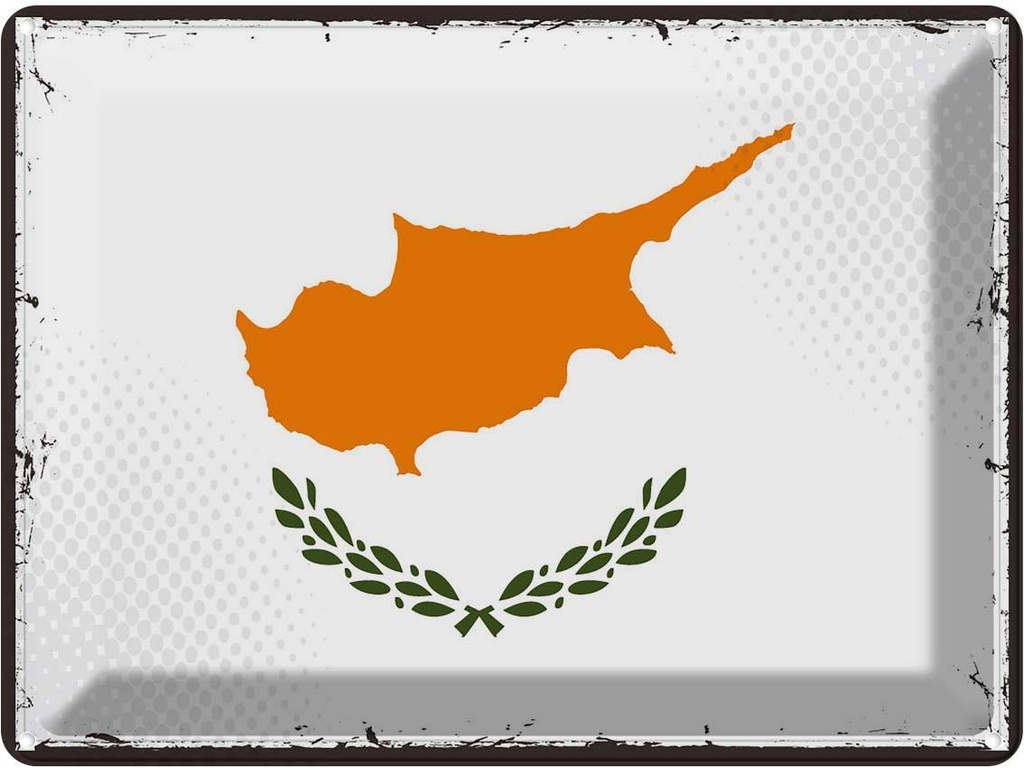 Blechschild 30x40 cm Zypern Retro Cyprus Flagge Fahne Wappen