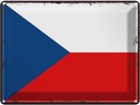 Blechschild 30x40 cm Tschechiens Retro Czech Republic Flagge Fahne Wappen