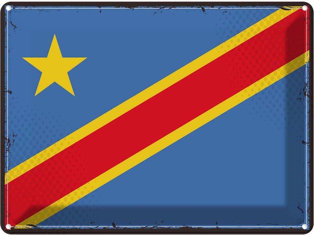 Blechschild 30x40 cm DR Kongo Retro democratic Congo Flagge Fahne Wappen