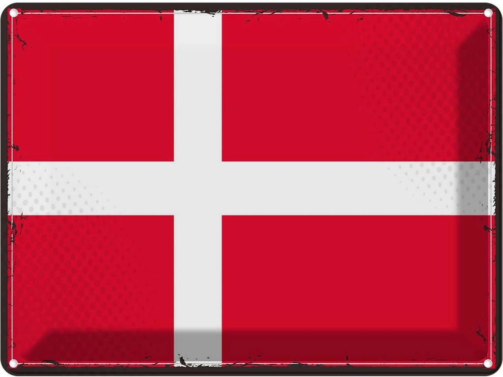 Blechschild 30x40 cm Dänemarks Retro Denmark Flagge Fahne Wappen