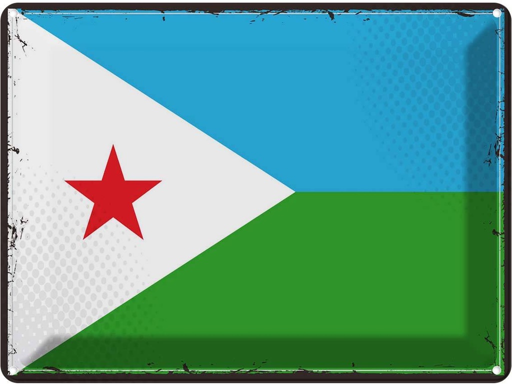 Blechschild 30x40 cm Dschibutis Retro Djibouti Flagge Fahne Wappen