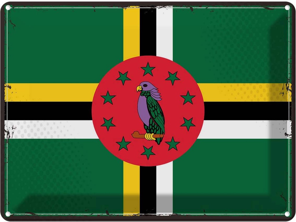 Blechschild 30x40 cm Dominicas Retro Dominica Flagge Fahne Wappen