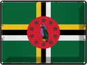 Blechschild 30x40 cm Dominicas Retro Dominica Flagge Fahne Wappen