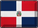 Blechschild 30x40 cm Dominikanische Republik Retro Flagge Fahne Wappen