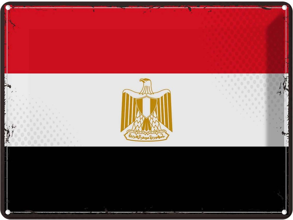 Blechschild 30x40 cm Ägyptens Retro Egypt Flagge Fahne Wappen