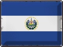 Blechschild 30x40 cm El Salvadors Retro Salvador Flagge Fahne Wappen