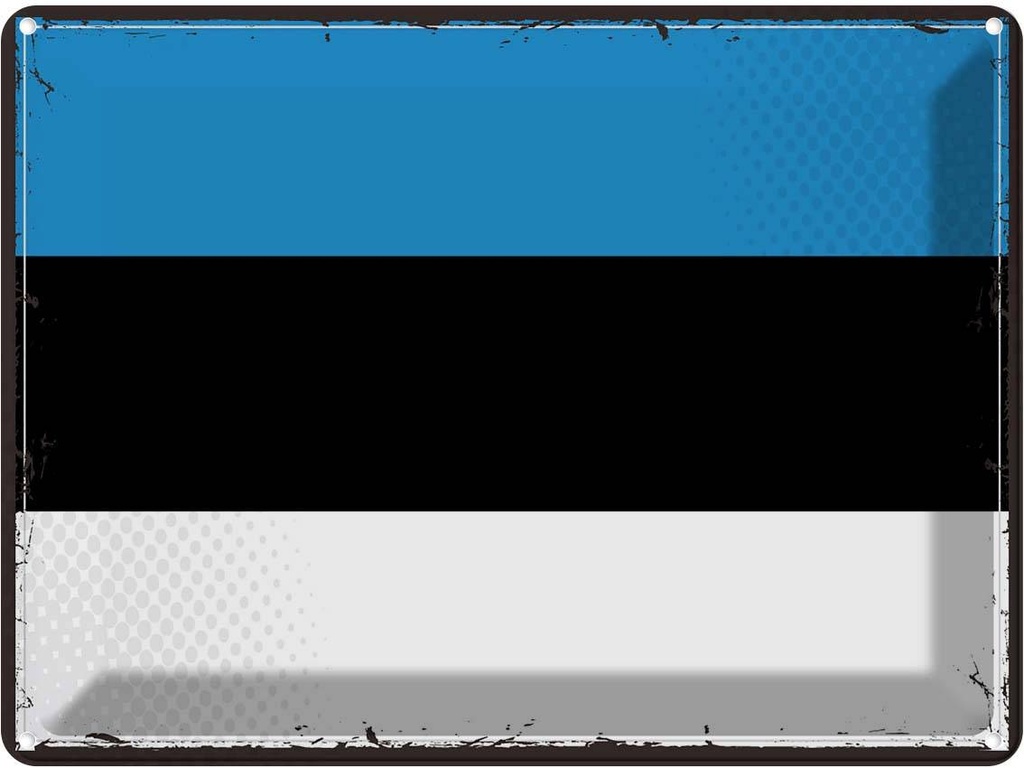 Blechschild 30x40 cm Estlands Retro Estonia Flagge Fahne Wappen