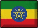 Blechschild 30x40 cm Äthiopiens Retro Ethiopia Flagge Fahne Wappen