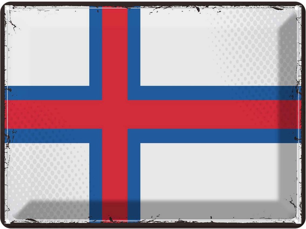 Blechschild 30x40 cm Färöer Retro Faroe Islands Flagge Fahne Wappen