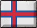 Blechschild 30x40 cm Färöer Retro Faroe Islands Flagge Fahne Wappen