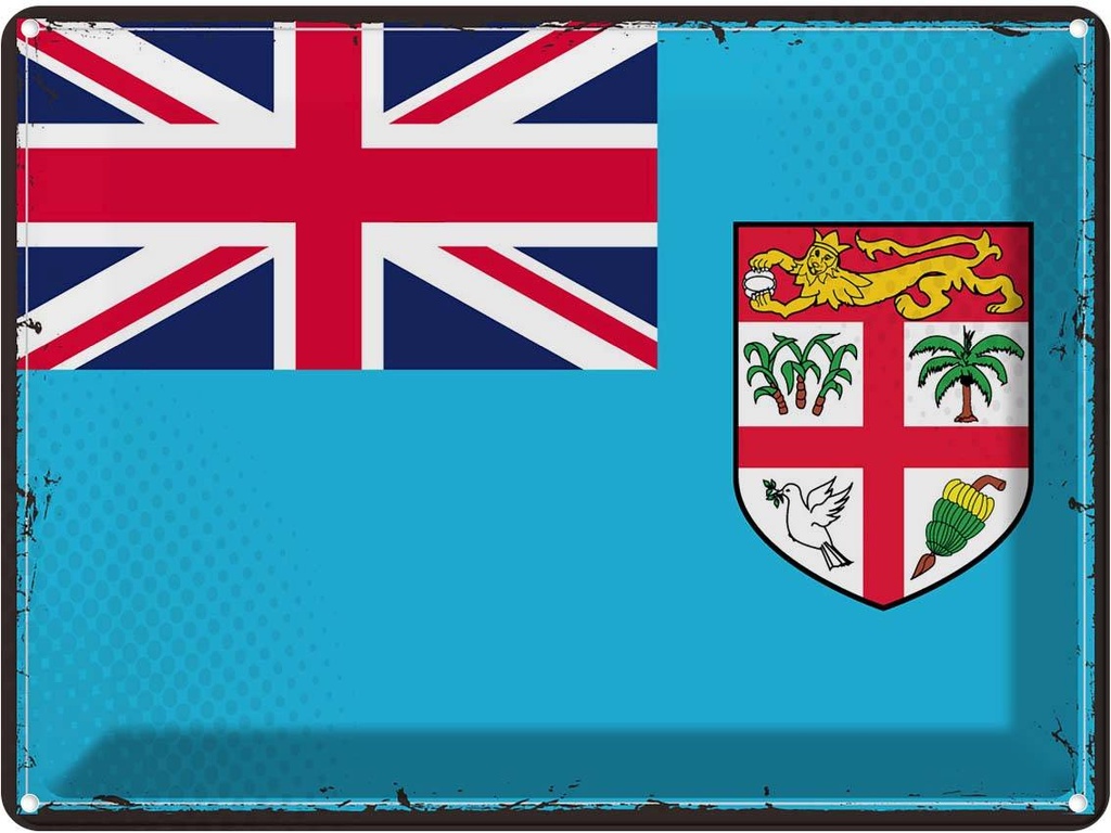 Blechschild 30x40 cm Fidschis Retro Fiji Flagge Fahne Wappen