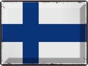 Blechschild 30x40 cm Finnlands Retro Finland Flagge Fahne Wappen