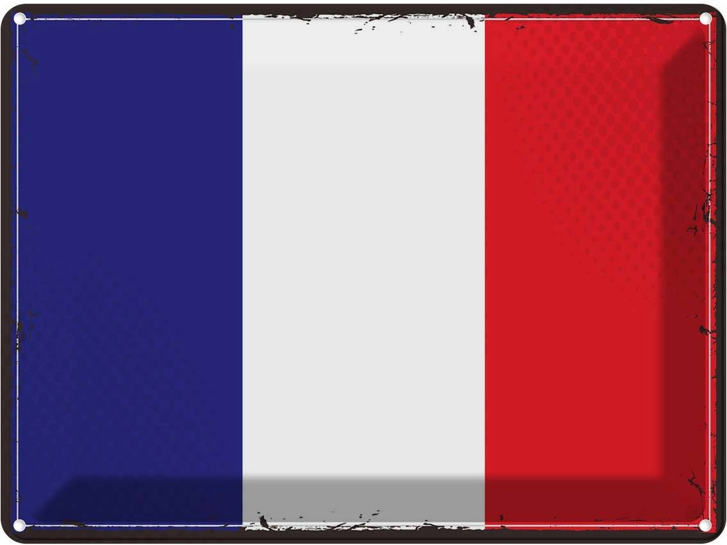 Blechschild 30x40 cm Frankreichs Retro France Flagge Fahne Wappen