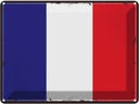 Blechschild 30x40 cm Frankreichs Retro France Flagge Fahne Wappen