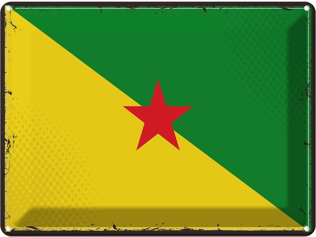 Blechschild 30x40 cm Französisch?Guayanas Retro Flagge Fahne Wappen