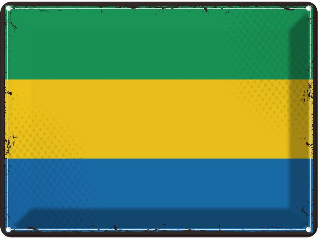 Blechschild 30x40 cm Gabuns Retro Gabon Flagge Fahne Wappen
