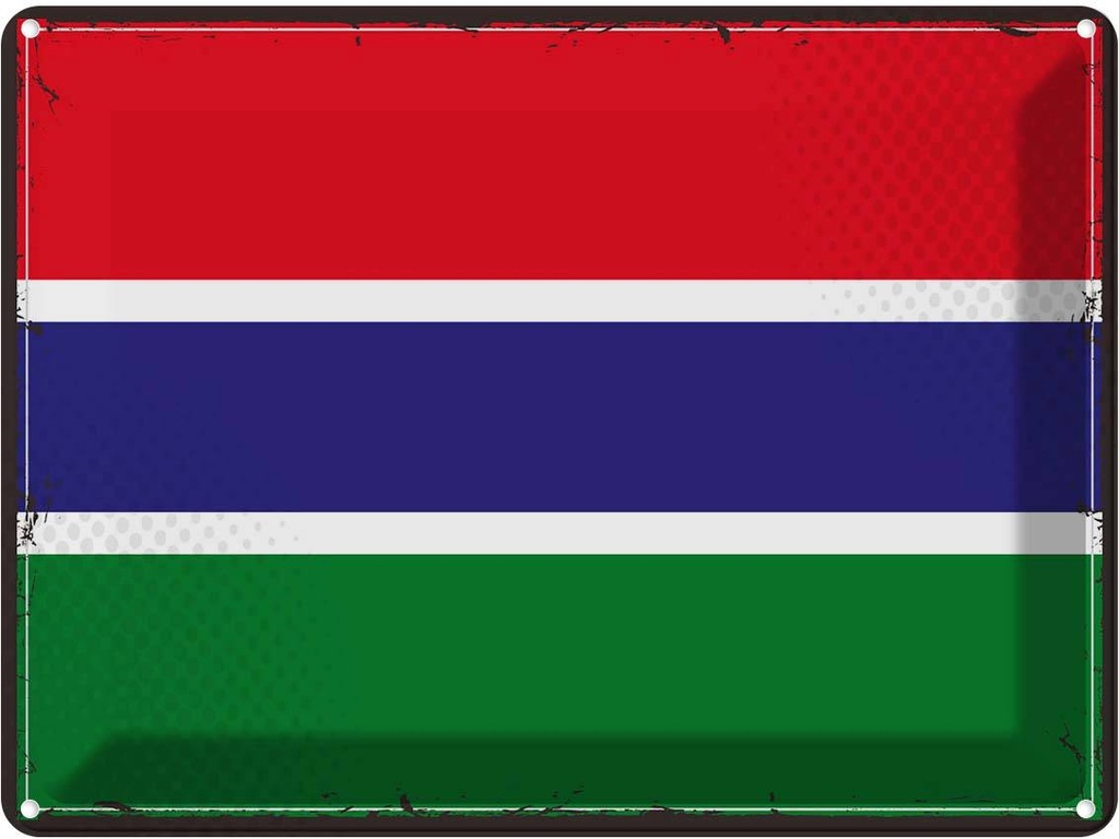 Blechschild 30x40 cm Gambias Retro the Gambia Flagge Fahne Wappen