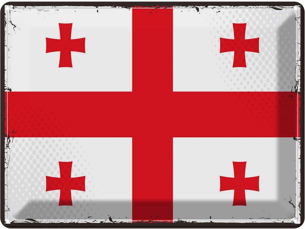Blechschild 30x40 cm Georgiens Retro Georgia Flagge Fahne Wappen
