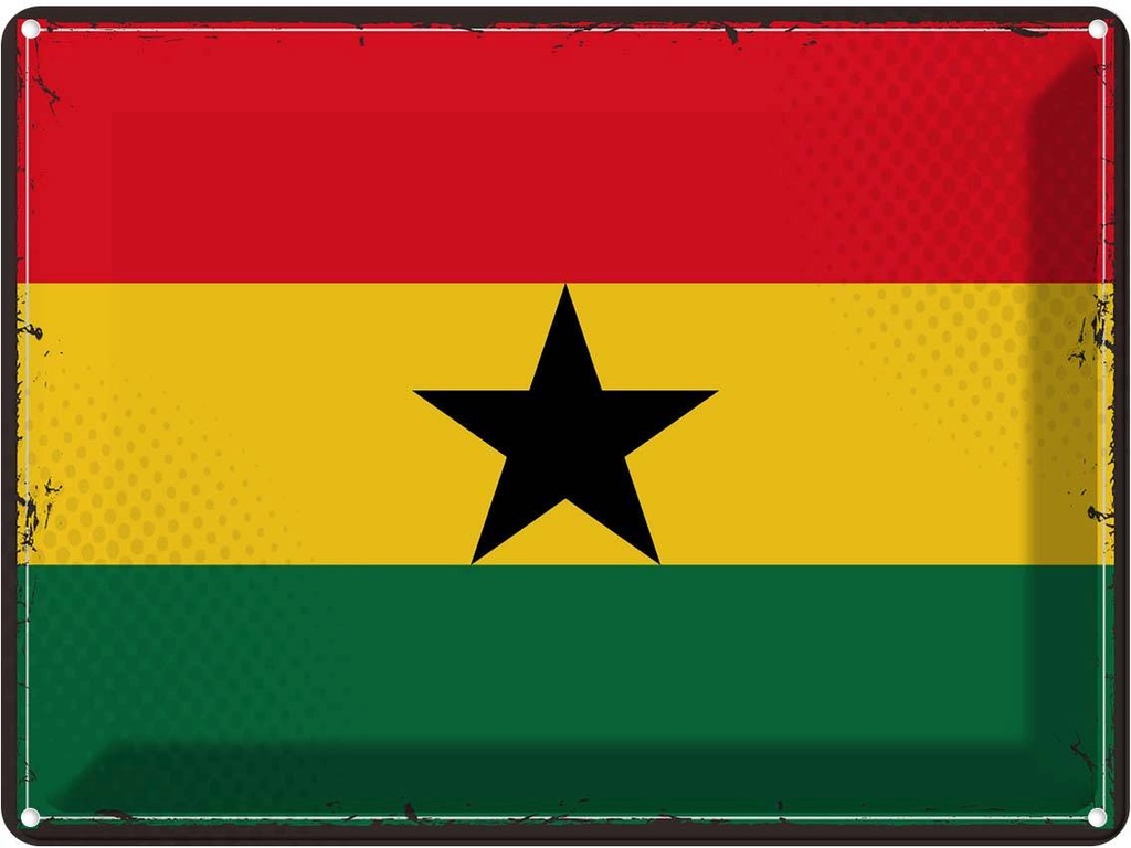 Blechschild 30x40 cm Ghanas Retro Ghana Flagge Fahne Wappen